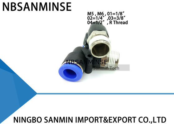 Empurrar pneumático plástico das peças do PL o encaixe de cotovelo masculino do ar conecta rapidamente componentes Sanmin