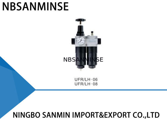 Unidade de UFR/LH SMC FRL no regulador e no filtro de pressão do ar do sistema pneumático