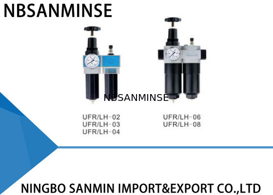 Unidade de UFR/LH SMC FRL no regulador e no filtro de pressão do ar do sistema pneumático