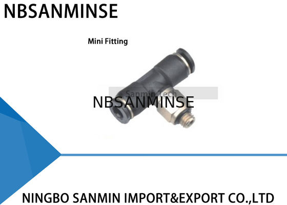 PB - One Touch do estojo compacto de C que cabe o T masculino plástico do ramo dos mini encaixes que cabe empurrar pneumático o conector Sanmin