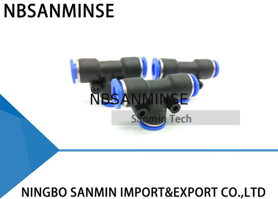 PÕE acessórios apropriados plásticos rápidos Sanmin do compressor de ar dos encaixes do T da união do tubo do impulso pneumático