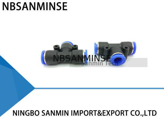 PÕE acessórios apropriados plásticos rápidos Sanmin do compressor de ar dos encaixes do T da união do tubo do impulso pneumático