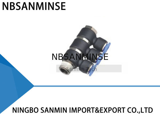 Dos encaixes triplos universais da união do ramo do tubo empurrar plástico do ar do banjo o conector rápido Sanmin do giro