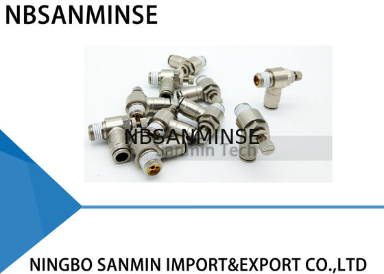 SCT todo o empurrar de bronze do encaixe do metal as válvulas de controle pneumáticas de bronze Sanmin do fluxo do ar do controlador da velocidade