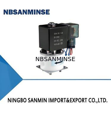 Válvula solenóide de PTFE com temperatura ambiente máxima de +60℃, temperatura do meio de 5℃～150℃ e conexões M8×1 G1/8 M6 1/4UNF-28