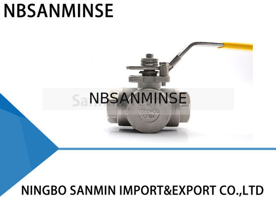 Válvula de bola de alta pressão hidráulica de 3 maneiras linha de aço inoxidável da tubulação de petróleo e gás SS316 do WOG CF8M3K-1 de 1 polegada 1000psi