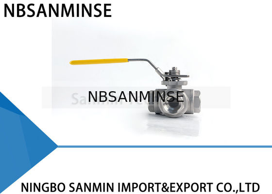 Válvula de bola de alta pressão hidráulica de 3 maneiras linha de aço inoxidável da tubulação de petróleo e gás SS316 do WOG CF8M3K-1 de 1 polegada 1000psi
